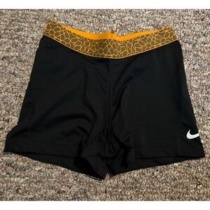 Nike Pro Black Shorts with Orange Accent
